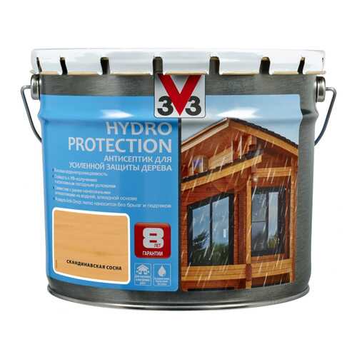 V33 Hydro Protection антисептик для усиленной защиты дерева 9 л, Цвет скандинавская сосна в Аксон